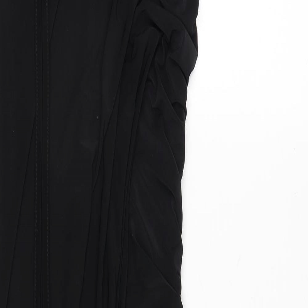 Boohoo Womens Black Polyester Maxi Size 6 Halter Tie - Ruched Side