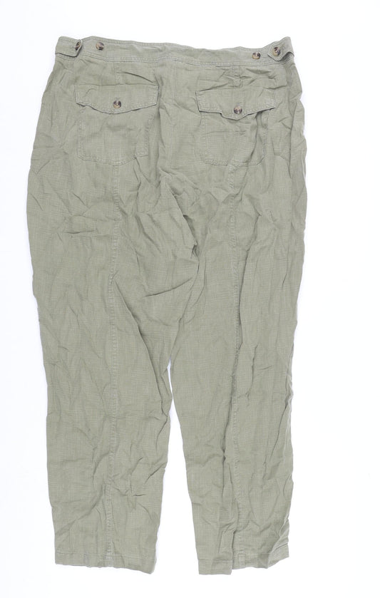 Womens UK Size 18 Per Una Regular Fit Green Trousers