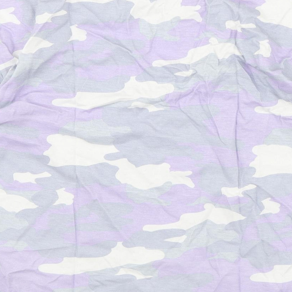 Marks and Spencer Boys Purple Camouflage Cotton Basic T-Shirt Size 10-11 Years Round Neck Pullover