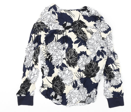 Autograph Womens Multicoloured Floral Viscose Basic Blouse Size 8 V-Neck