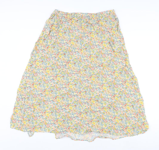 Marks and Spencer Womens Multicoloured Floral Viscose Flare Skirt Size 14 - Slit