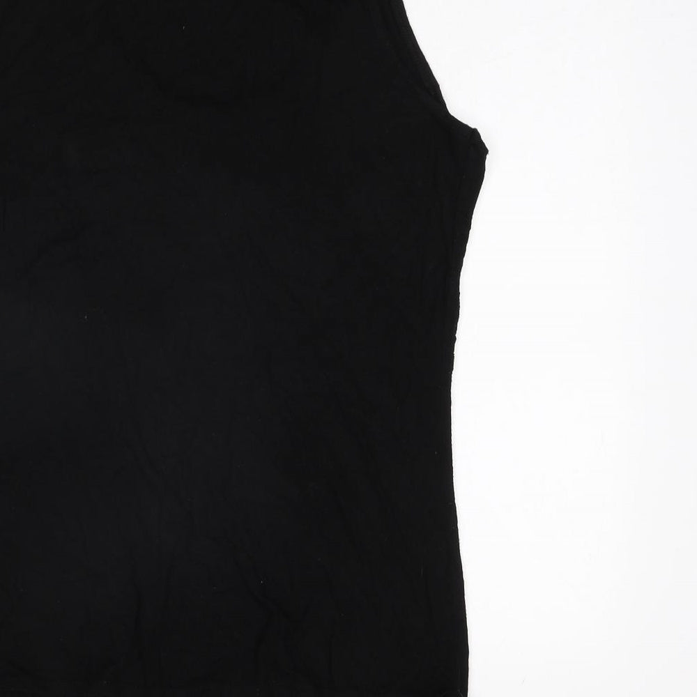 Mia Moda Womens Black Viscose Basic Tank Size 14 Scoop Neck - Beading Detail