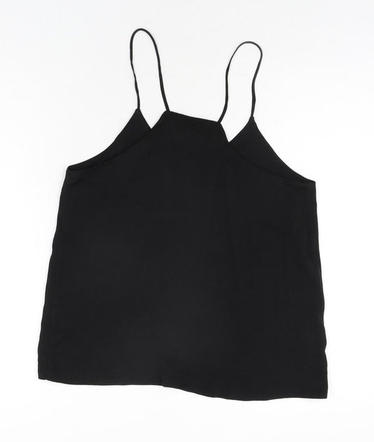 H&M Womens Black Polyester Basic Blouse Size 8 Scoop Neck
