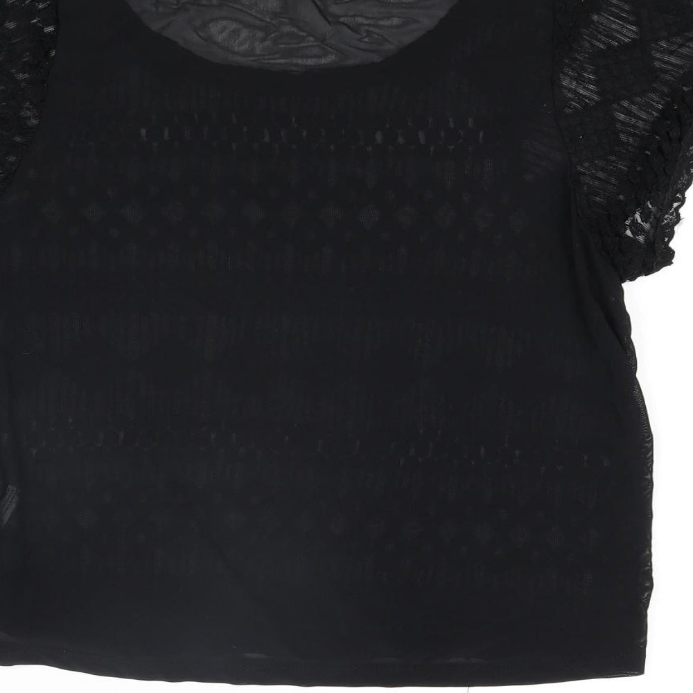 Womens UK Size S Sparkle & Fade Black Basic Blouse