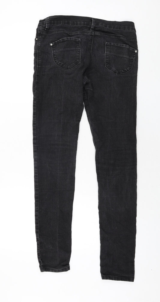 Denim & Co. Womens Black Cotton Tapered Jeans Size 10 L32 in Regular Zip