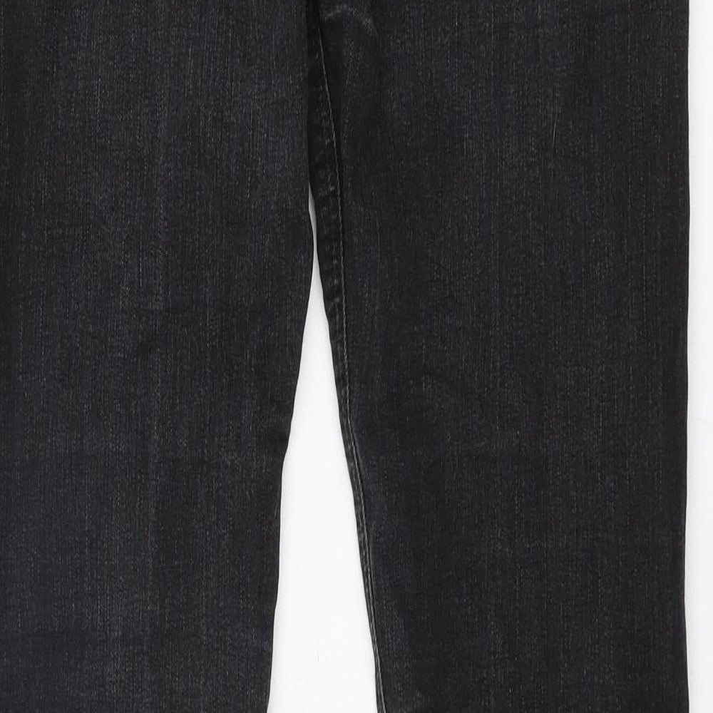 Denim & Co. Womens Black Cotton Tapered Jeans Size 10 L32 in Regular Zip