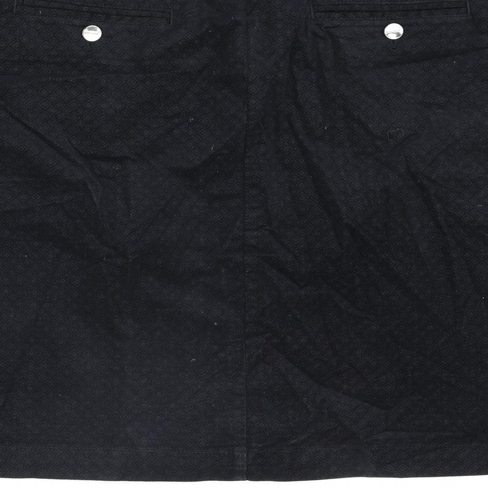 Per Una Womens Black Geometric Cotton Straight & Pencil Skirt Size 20 Zip