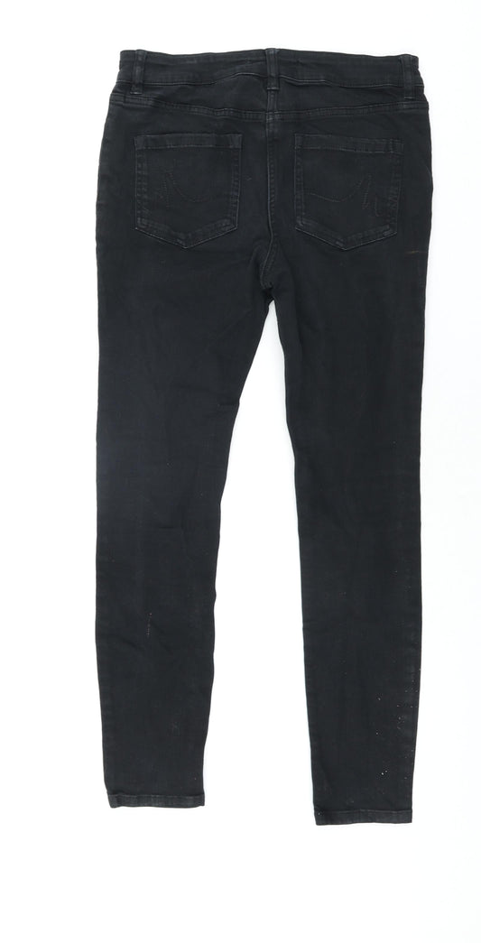 NEXT Womens Black Cotton Skinny Jeans Size 10 L27 in Regular Zip