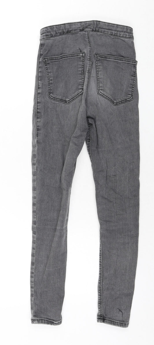Topshop Womens Grey Cotton Skinny Jeans Size 28 in L30 in Regular Zip