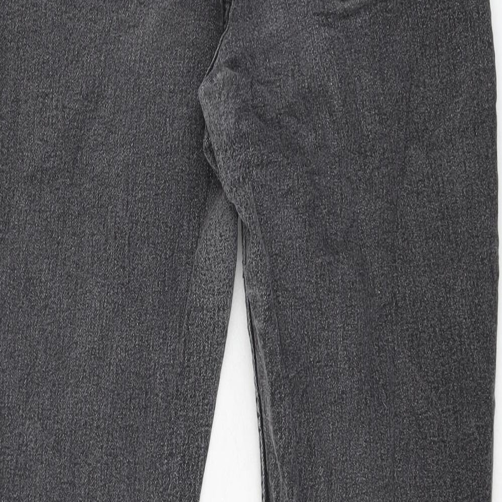 Denim & Co. Womens Grey Cotton Tapered Jeans Size 10 L28 in Regular Zip