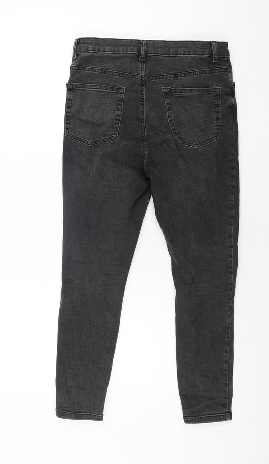 Denim & Co. Womens Grey Cotton Skinny Jeans Size 14 L26 in Regular Zip