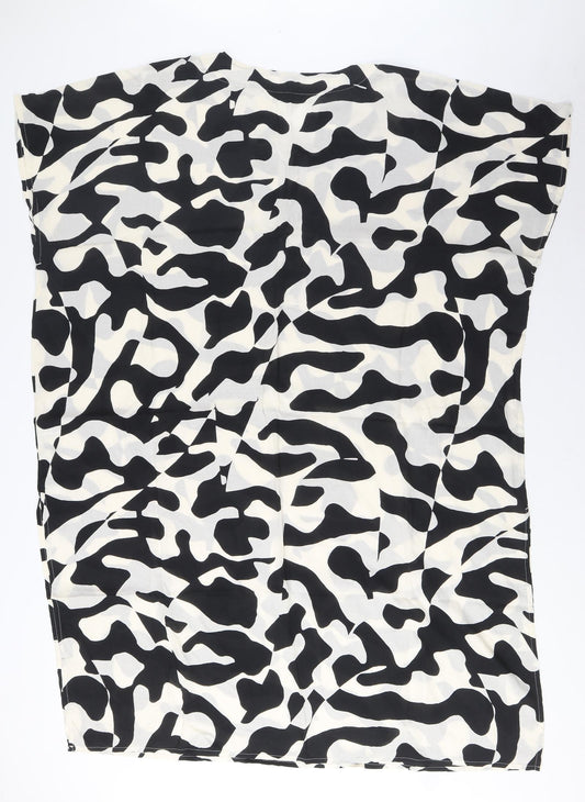 Marks and Spencer Womens Black Geometric Modal A-Line Size M V-Neck Pullover
