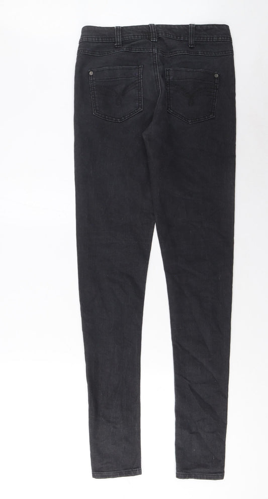 Denim & Co. Womens Grey Cotton Skinny Jeans Size 10 L34 in Regular Zip - Pockets