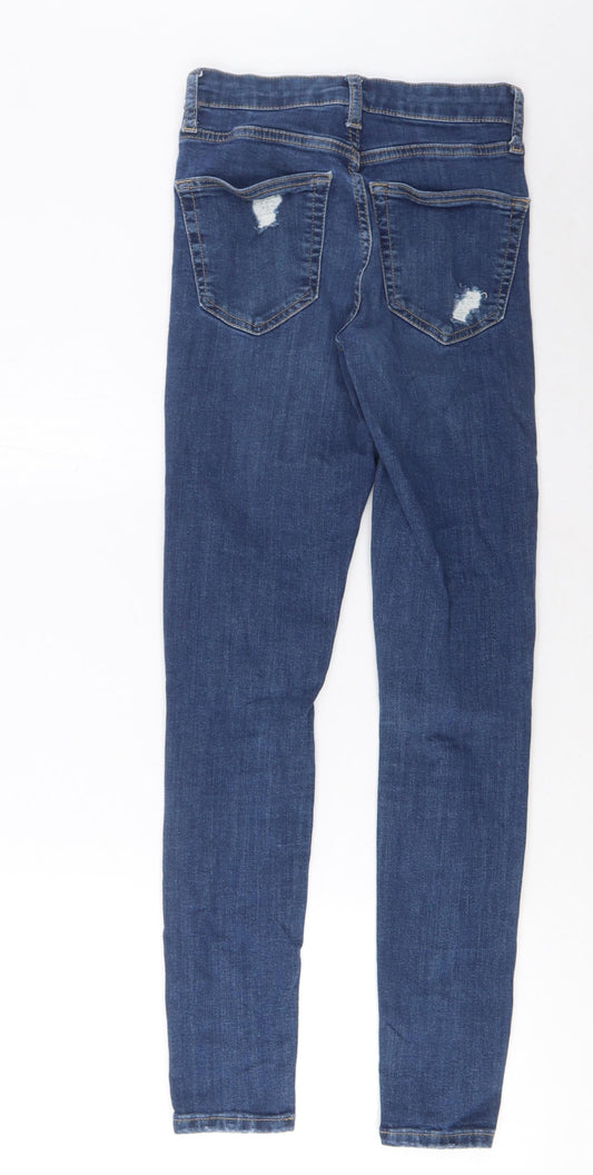 Topshop Womens Blue Cotton Skinny Jeans Size 28 in L32 in Regular Zip - Pockets