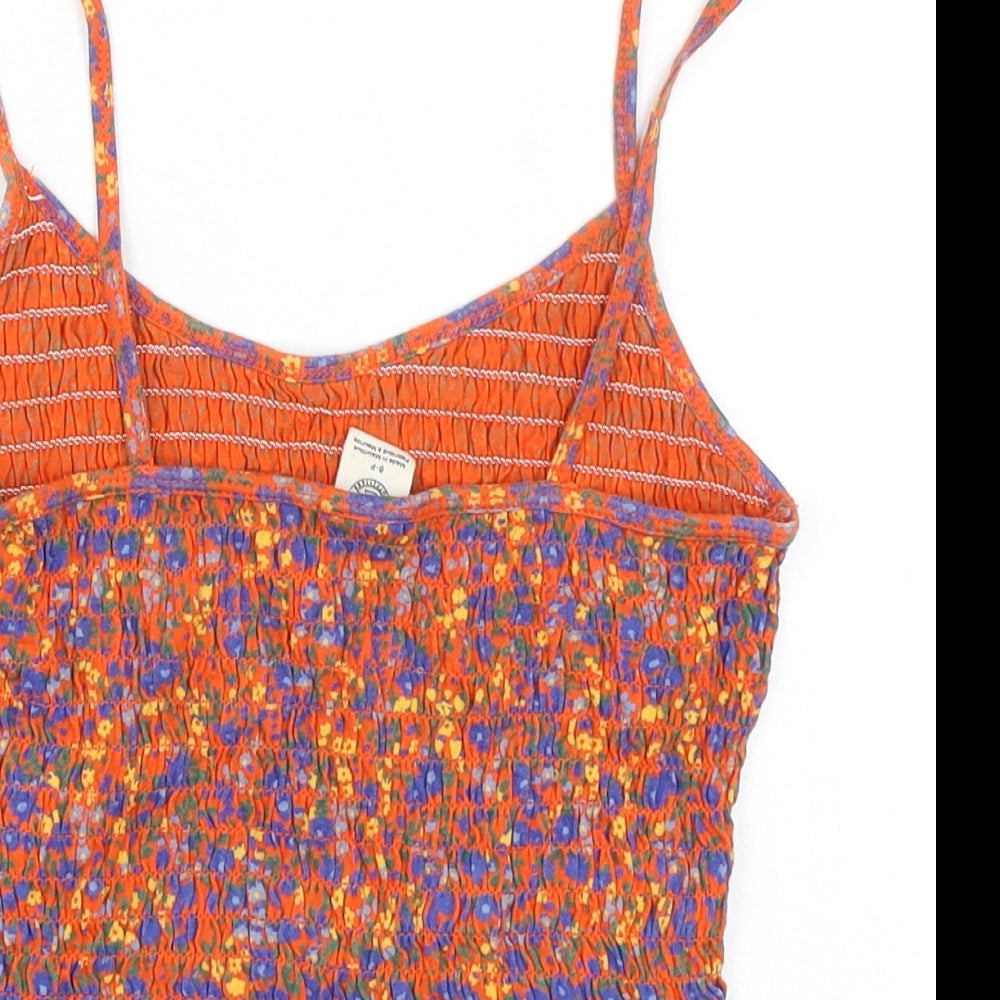 Urban Outfitters Womens Multicoloured Floral 100% Cotton Cropped Tank Size S Square Neck - Smocked
