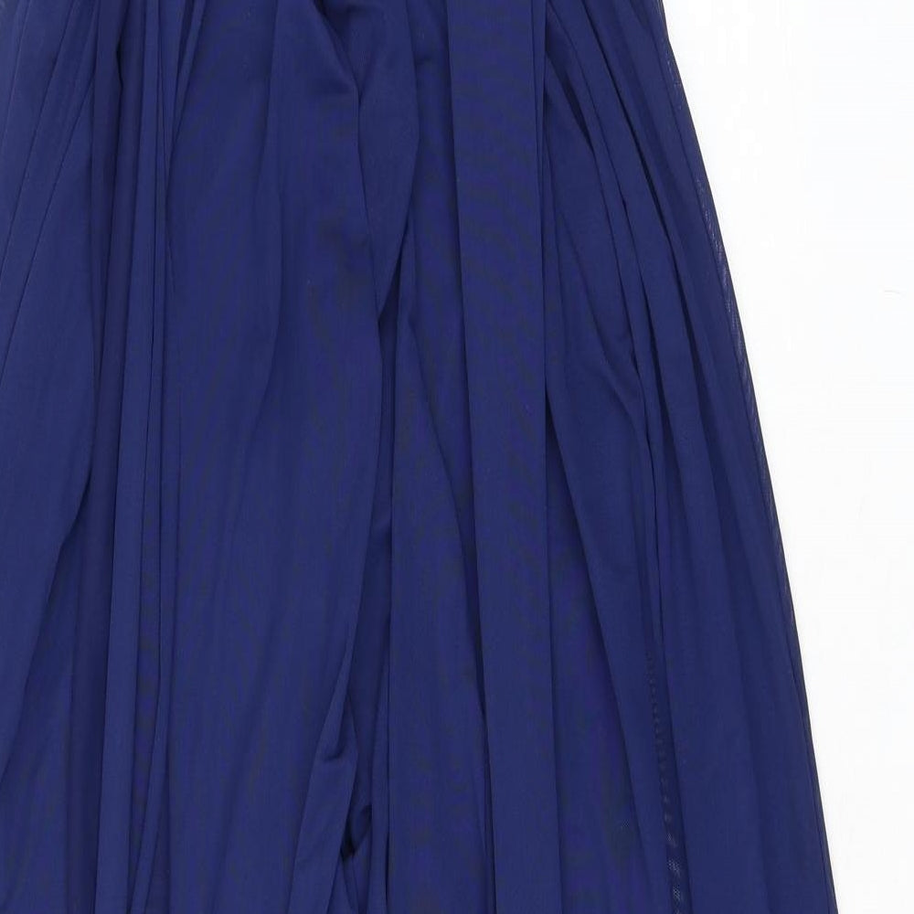 NEXT Womens Blue Polyester A-Line Size 10 Off the Shoulder Zip - Draped Shoulders
