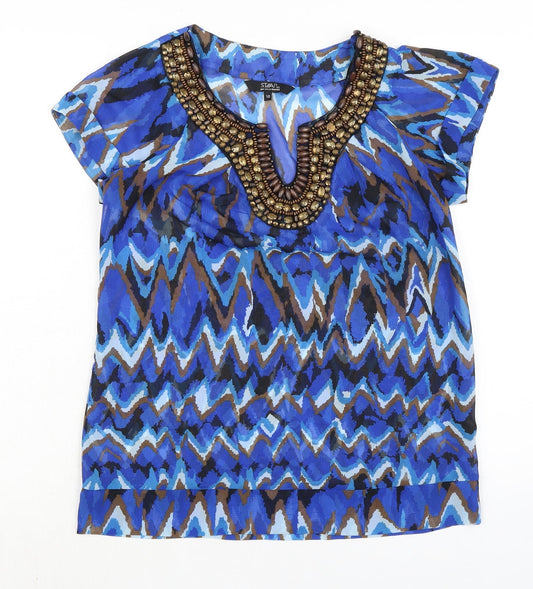 Womens UK Size 10 Debenhams Blue Basic Blouse