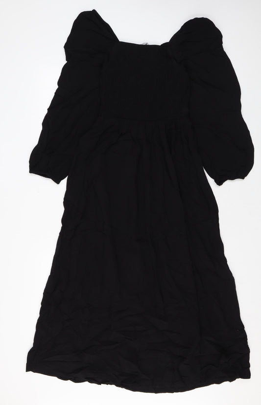 Marks and Spencer Womens Black Viscose Maxi Size 6 Square Neck Pullover
