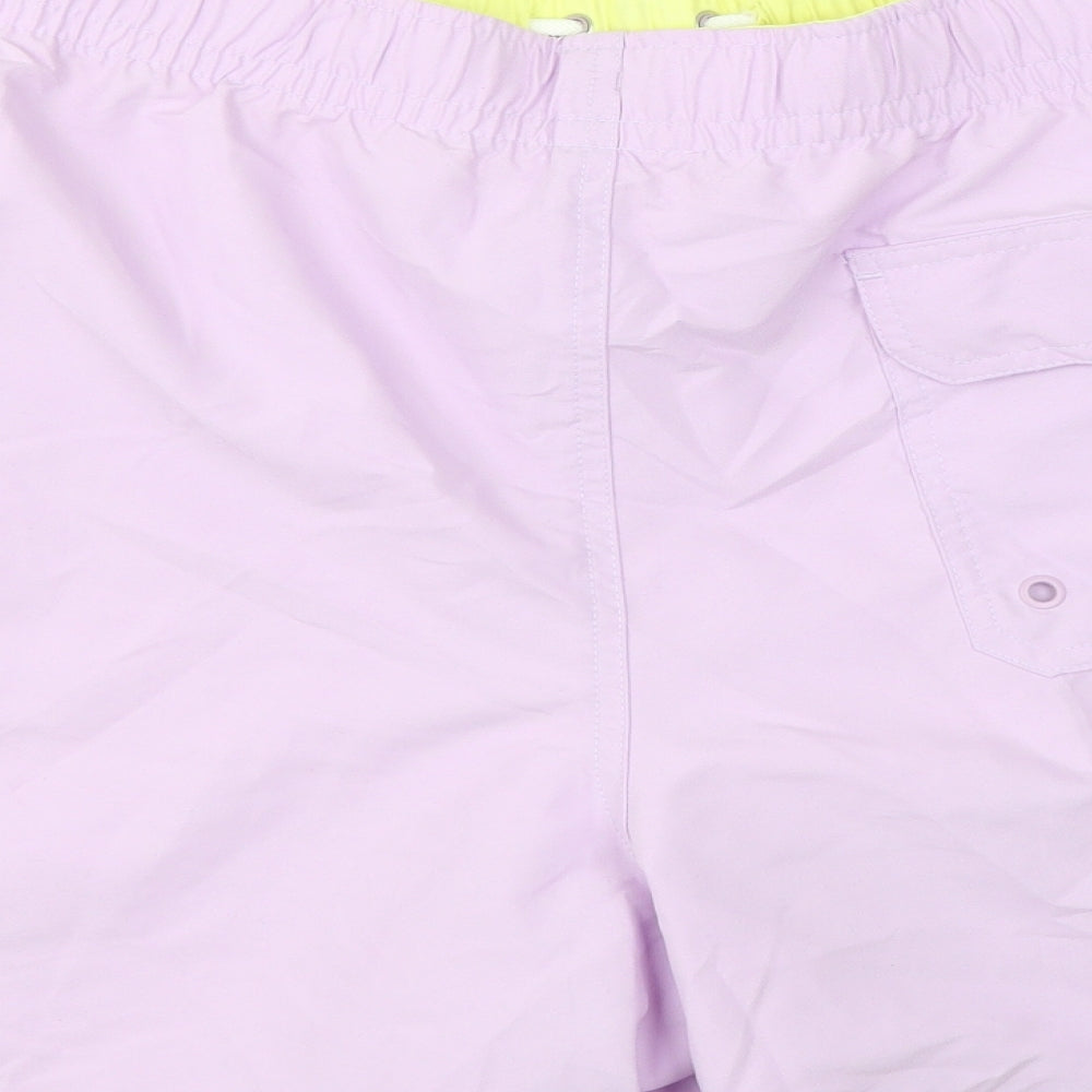 Marks and Spencer Mens Purple Polyester Bermuda Shorts Size 2XL L6 in Regular Drawstring - Swim Shorts