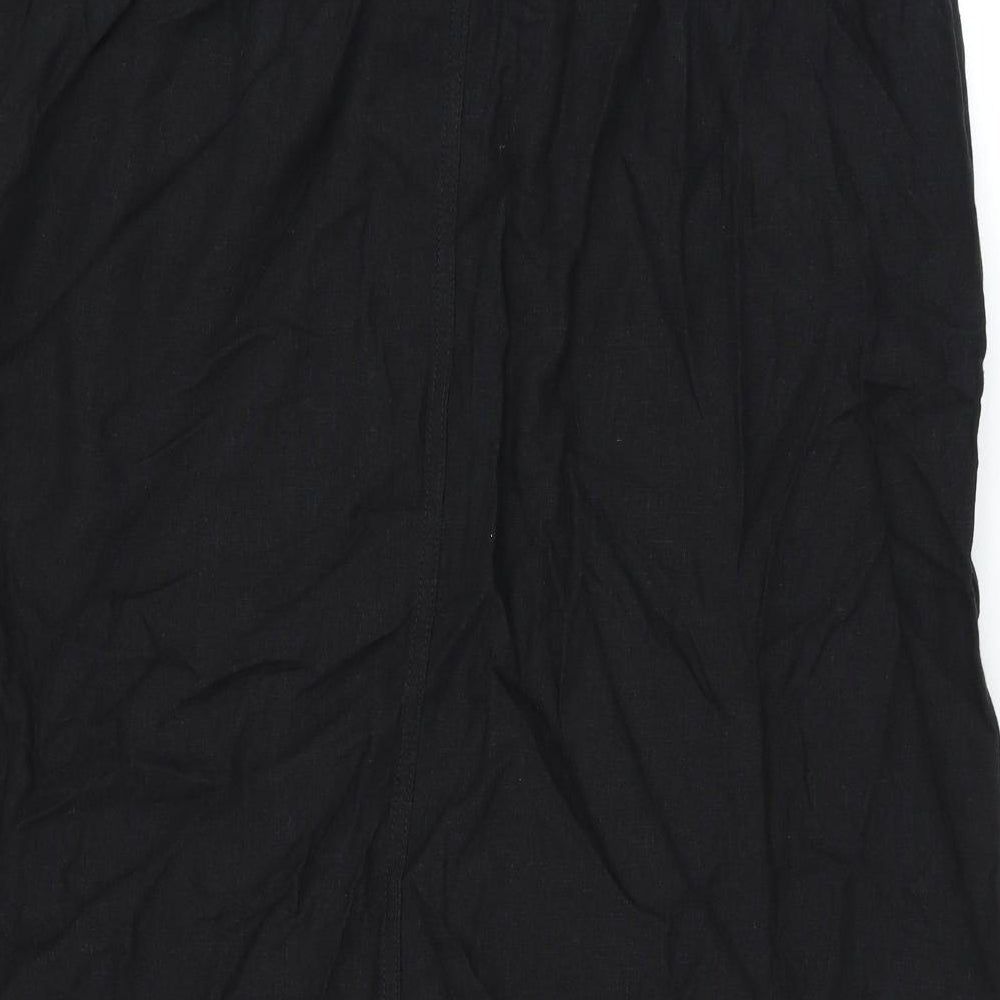 Marks and Spencer Womens Black Linen A-Line Skirt Size 24 Drawstring
