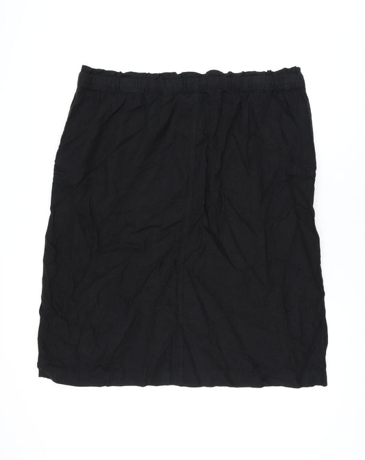 Marks and Spencer Womens Black Linen A-Line Skirt Size 24 Drawstring