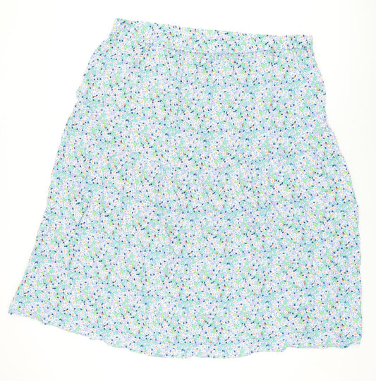 Marks and Spencer Womens Blue Floral Viscose Flare Skirt Size 22