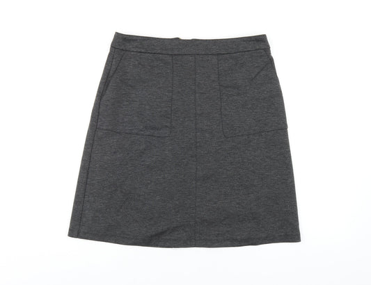 Additional front view of Wallis women’s grey polyester a-line skirt, size UK 10, zip
