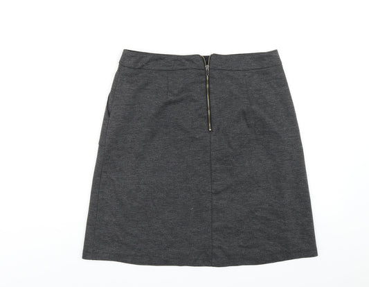 Wallis Womens Grey Polyester A-Line Skirt Size 10 Zip