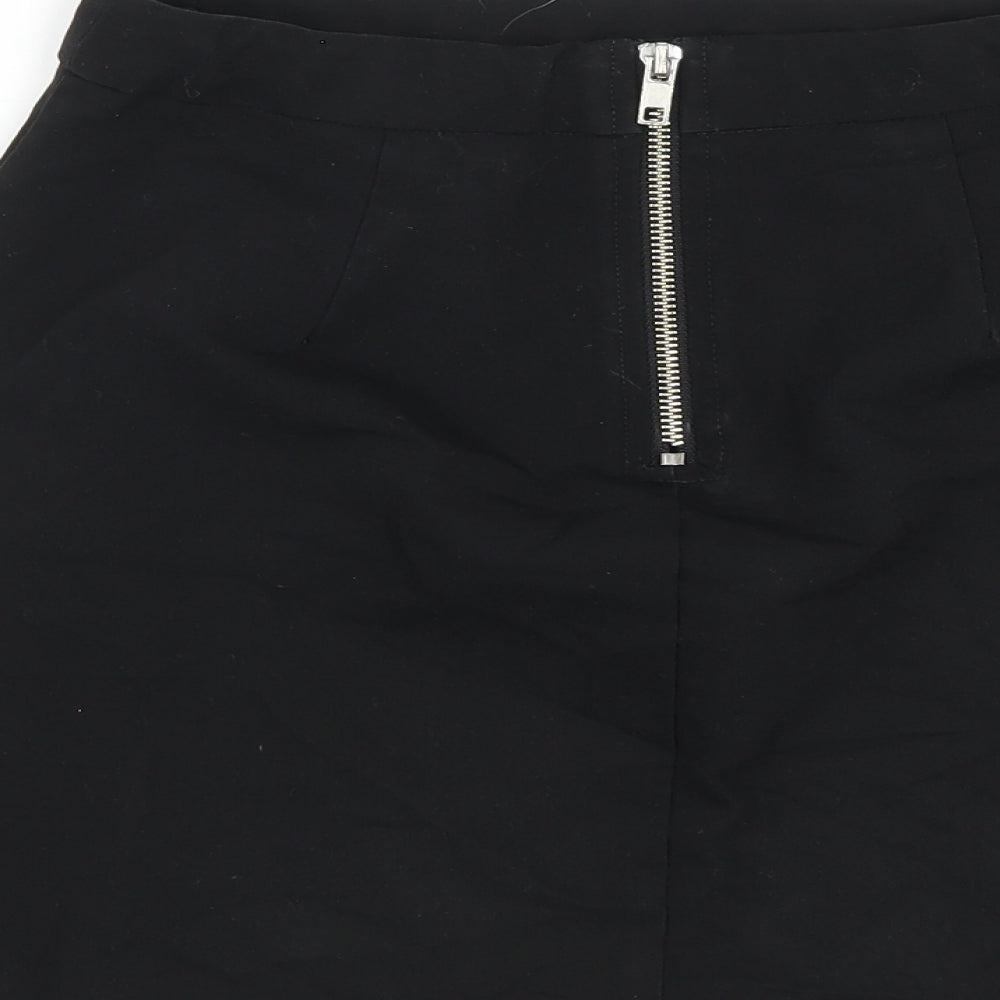 New Look Girls Black Polyester A-Line Skirt Size 12 Years Regular Zip