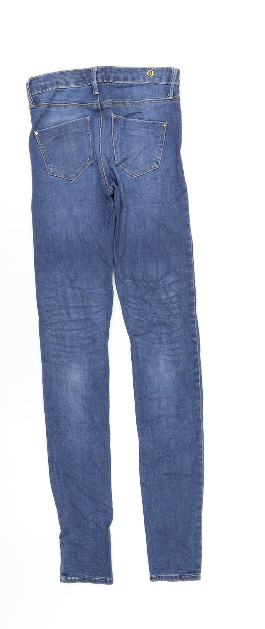 River Island Womens Blue Cotton Skinny Jeans Size 6 L31 in Regular Zip