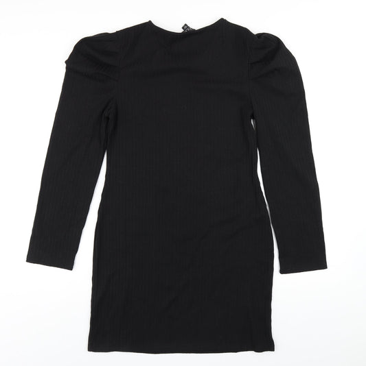 Brave Soul Womens Black Polyester Bodycon Size M Round Neck Pullover