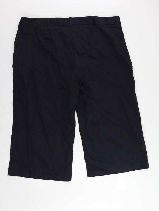 Marks and Spencer Mens Blue Cotton Cropped Trousers Size 24 in L21 in Regular Zip