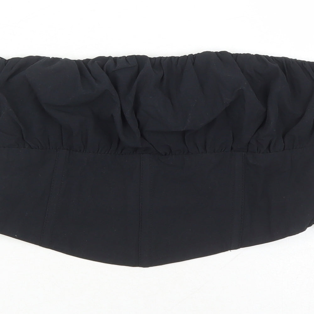 Bershka Womens Black 100% Cotton Cropped Tank Size M Off the Shoulder