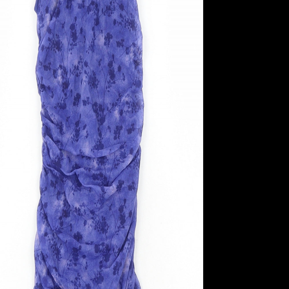 Urban Outfitters Womens Blue Floral Nylon Bodycon Size S Round Neck Pullover