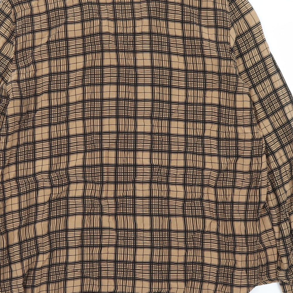 Womens UK Size XS Zara Brown Basic Button-Up