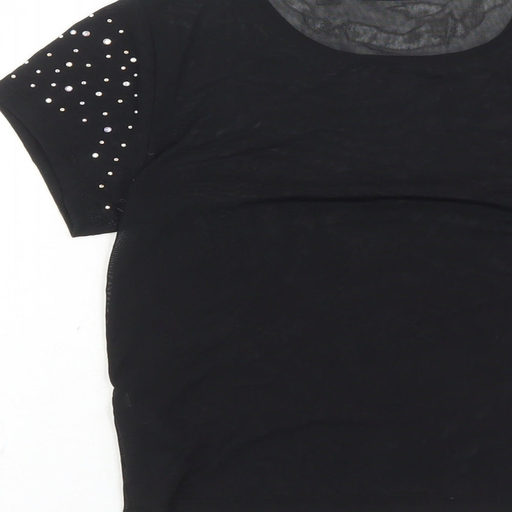 Womens UK Size 4 ASOS Black Cropped T-Shirt