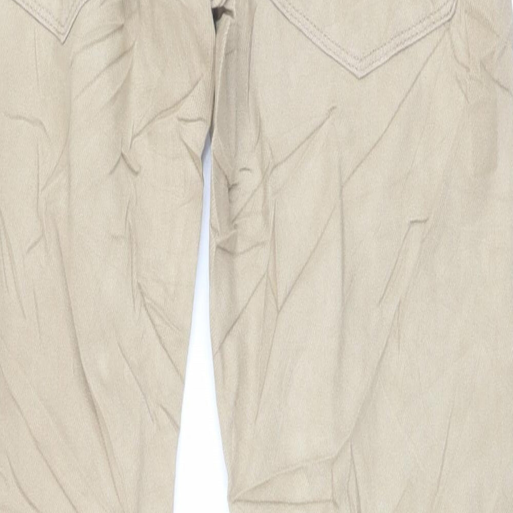 Marks and Spencer Mens Beige Cotton Straight Jeans Size 30 in L33 in Slim Button