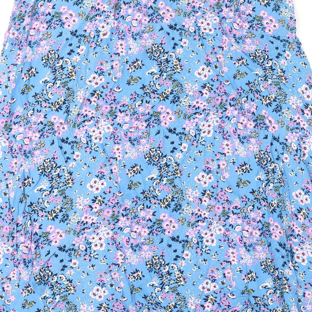 Marks and Spencer Womens Blue Floral Viscose Flare Skirt Size 12