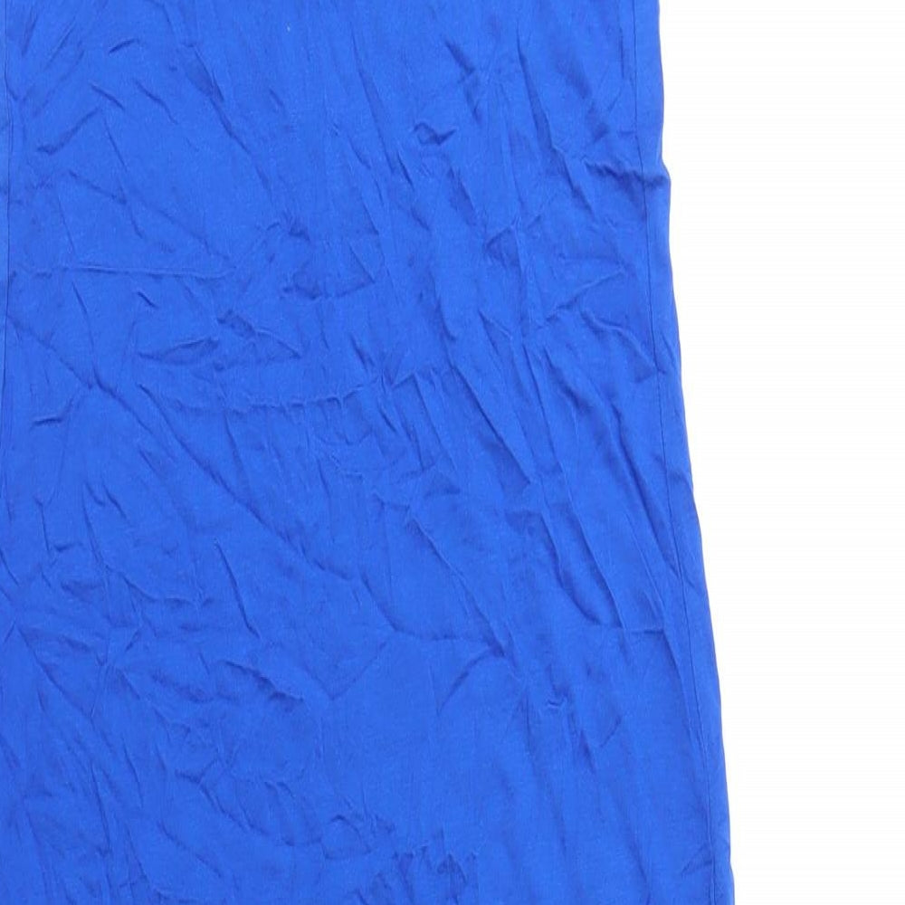 Marks and Spencer Womens Blue Viscose Maxi Size 8 Scoop Neck Pullover