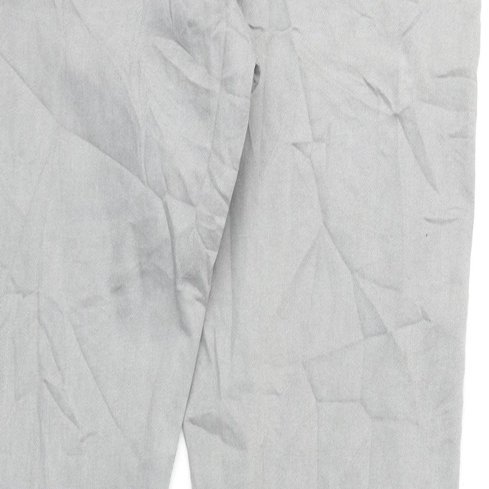 Marks and Spencer Mens Grey Cotton Straight Jeans Size 40 in L33 in Slim Zip