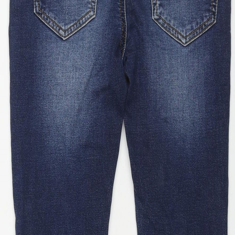 NEXT Boys Blue Cotton Tapered Jeans Size 9 Months L21 in Regular Drawstring - Distressed
