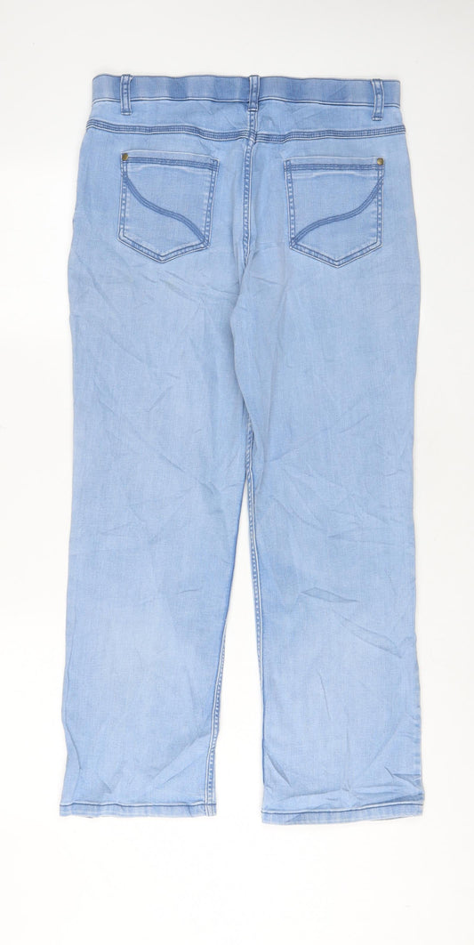 Classic Womens Blue Cotton Straight Jeans Size 32 in L28 in Regular Zip - Pockets