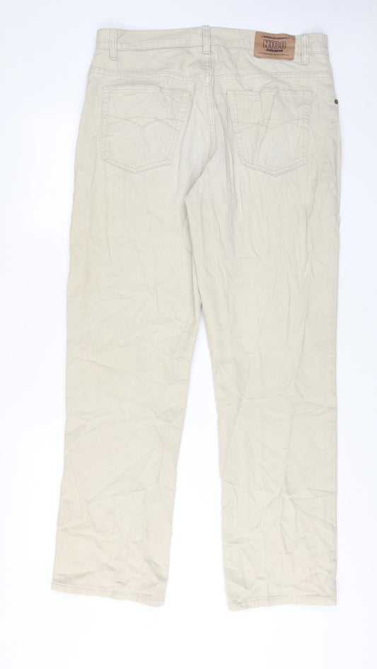 Mens UK Size 34 in Nico Regular Fit Straight Beige Jeans