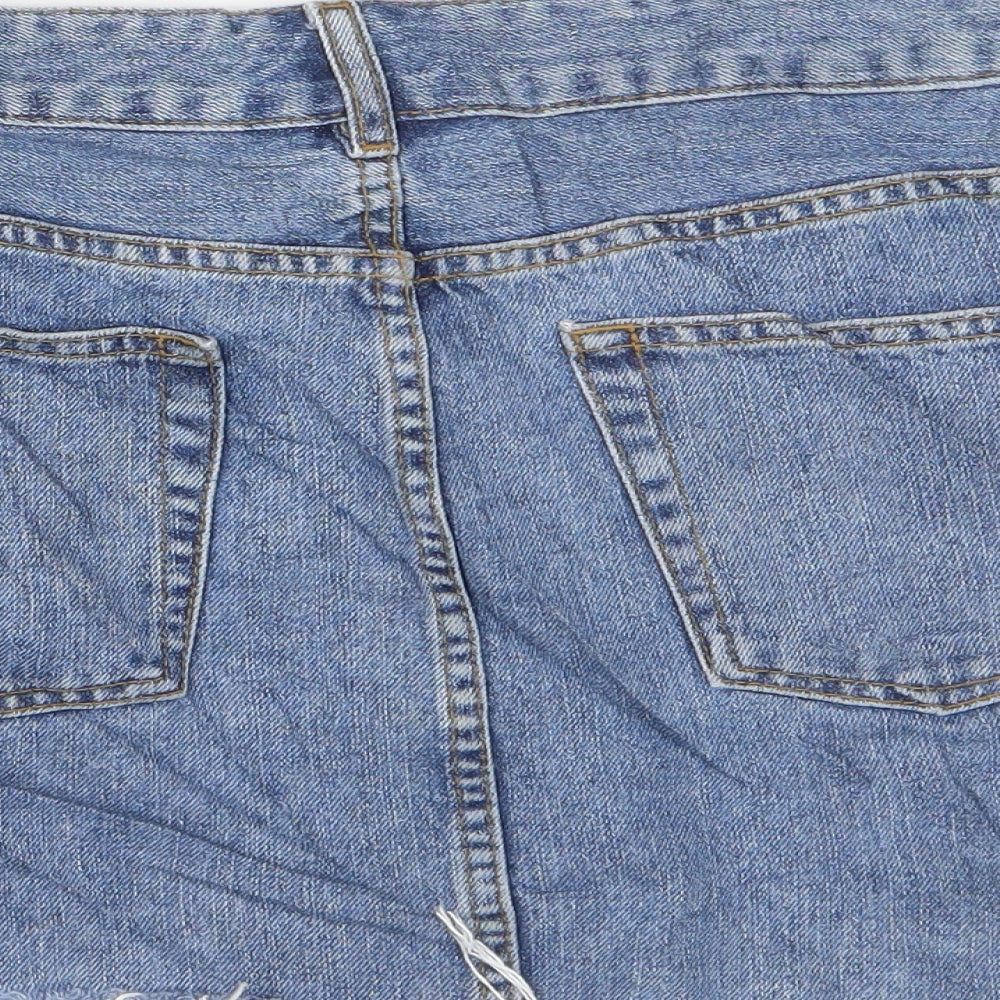 ASOS Womens Blue Cotton A-Line Skirt Size 10 Zip - Pockets