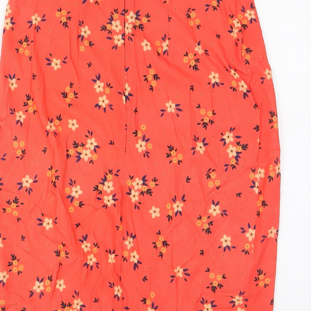PRETTYLITTLETHING Womens Red Floral Polyester Wrap Skirt Size 10 Zip