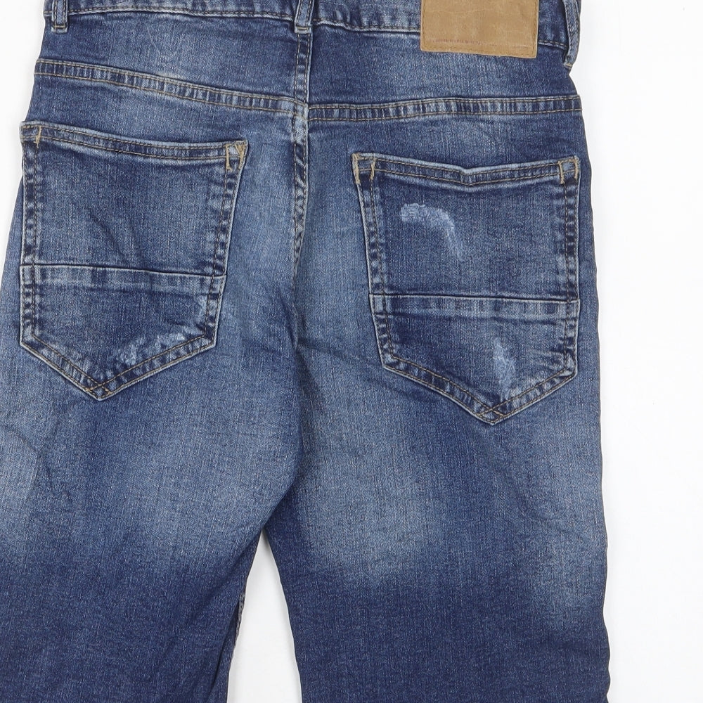 Denim & Co. Mens Blue Cotton Bermuda Shorts Size 28 in L11 in Slim Button - Pockets