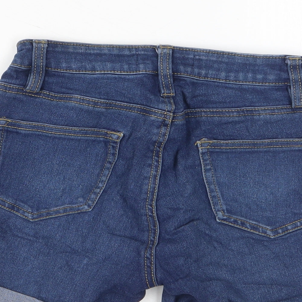Denim & Co. Womens Blue Cotton Basic Shorts Size 6 L4 in Regular Zip - Pockets