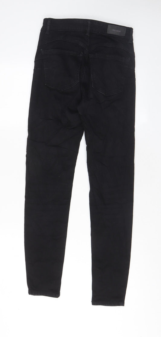 Pull&Bear Womens Black Cotton Skinny Jeans Size 8 L28 in Regular Zip - Pockets