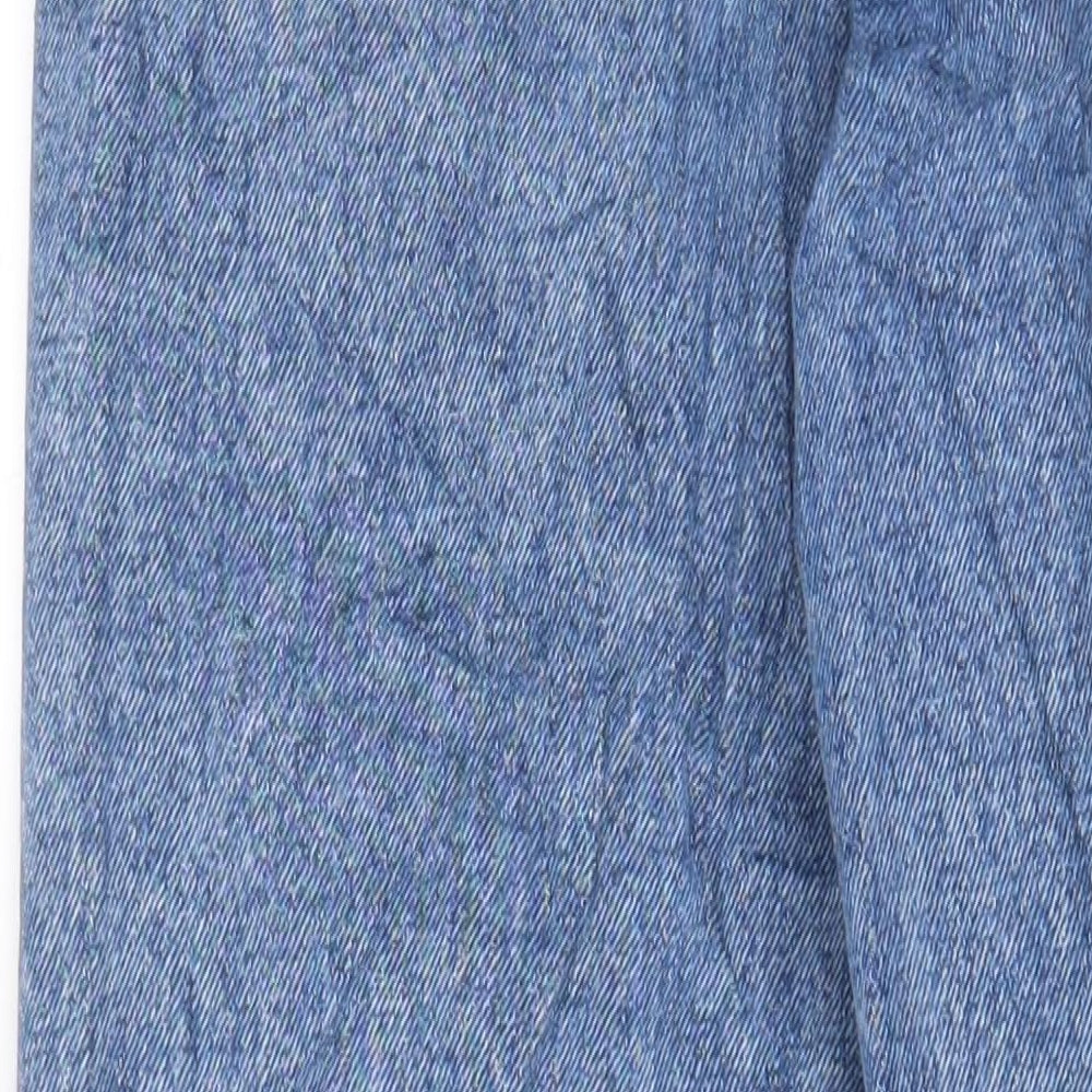 Denim & Co. Womens Blue Cotton Straight Jeans Size 12 L29 in Regular Zip - Freyed Hem