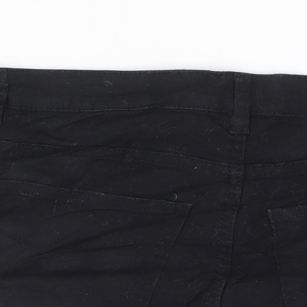 H&M Womens Black Cotton Basic Shorts Size 8 Regular Zip - Pockets